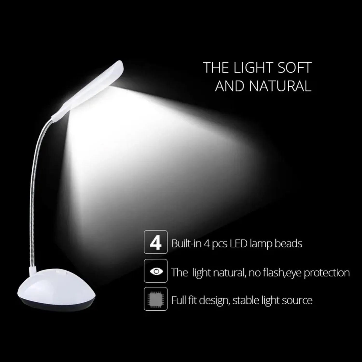 0255A Fashion Wind LED Desk Light, LED Lamps Button Control, Portable Flexible Neck Eye-Caring Table Reading Lights for Reading/Relaxation/Bedtime