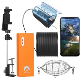 1080P Underwater Fishing Live Video Camera APP Control Fish Finder With 50M Cable Mobile Phone Holder Bait Cage Carry Case