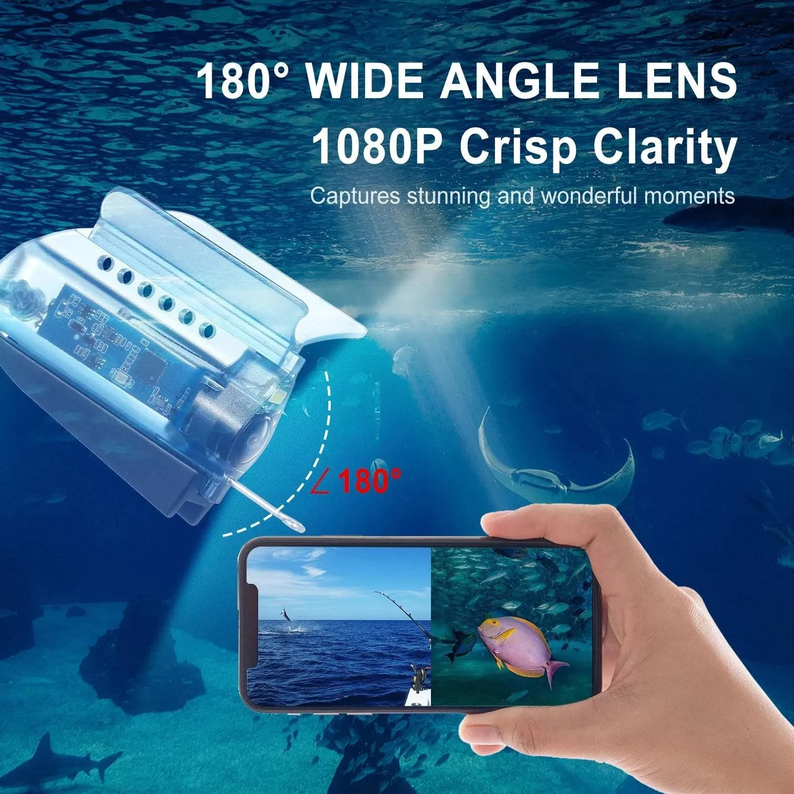 1080P Underwater Fishing Live Video Camera APP Control Fish Finder With 50M Cable Mobile Phone Holder Bait Cage Carry Case