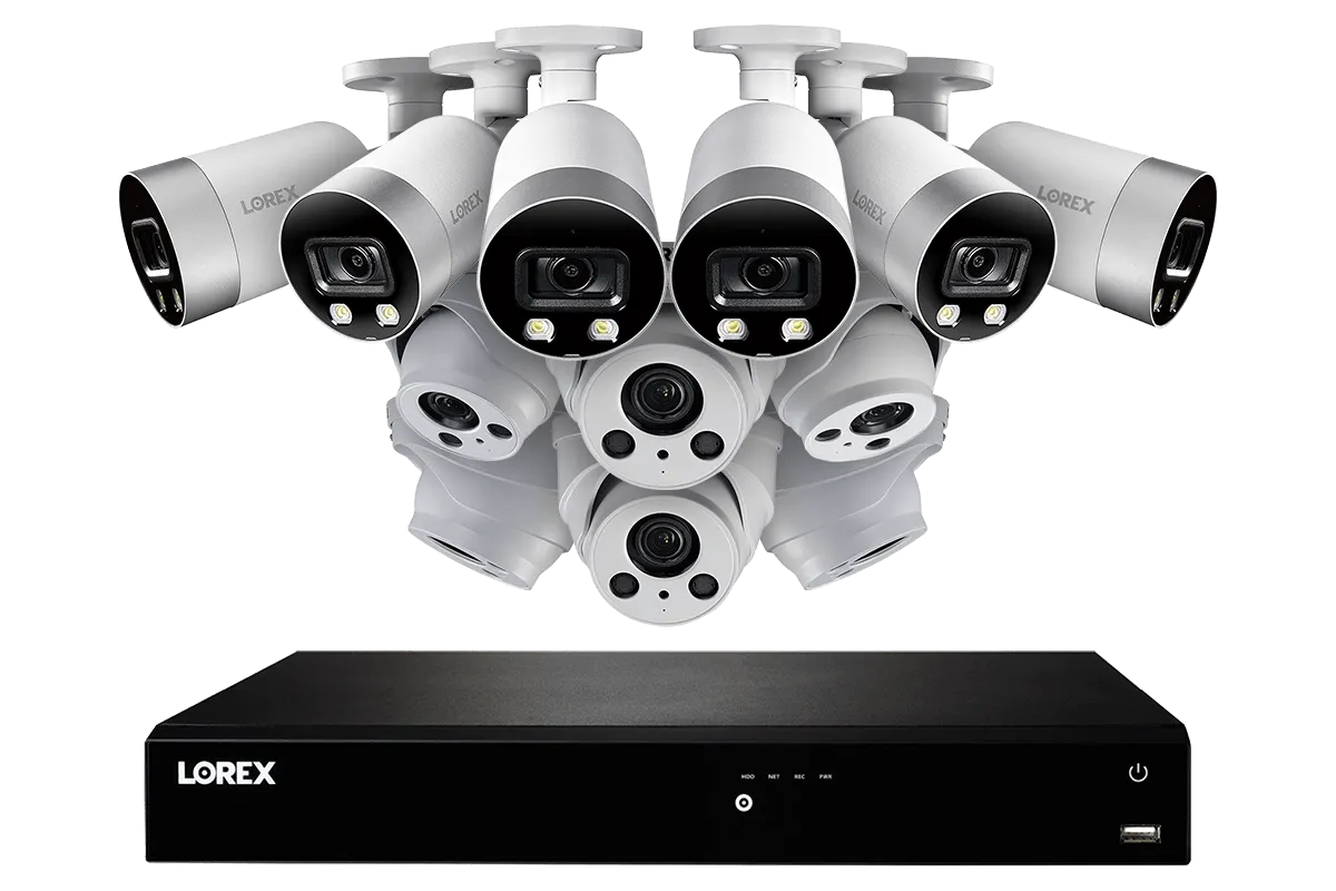 16-Channel 4K Ultra HD IP NVR System with Six Metal 4K (8MP) Smart Deterrence Cameras and Six Metal 4K (8MP) Audio Varifocal Zoom Lens Cameras