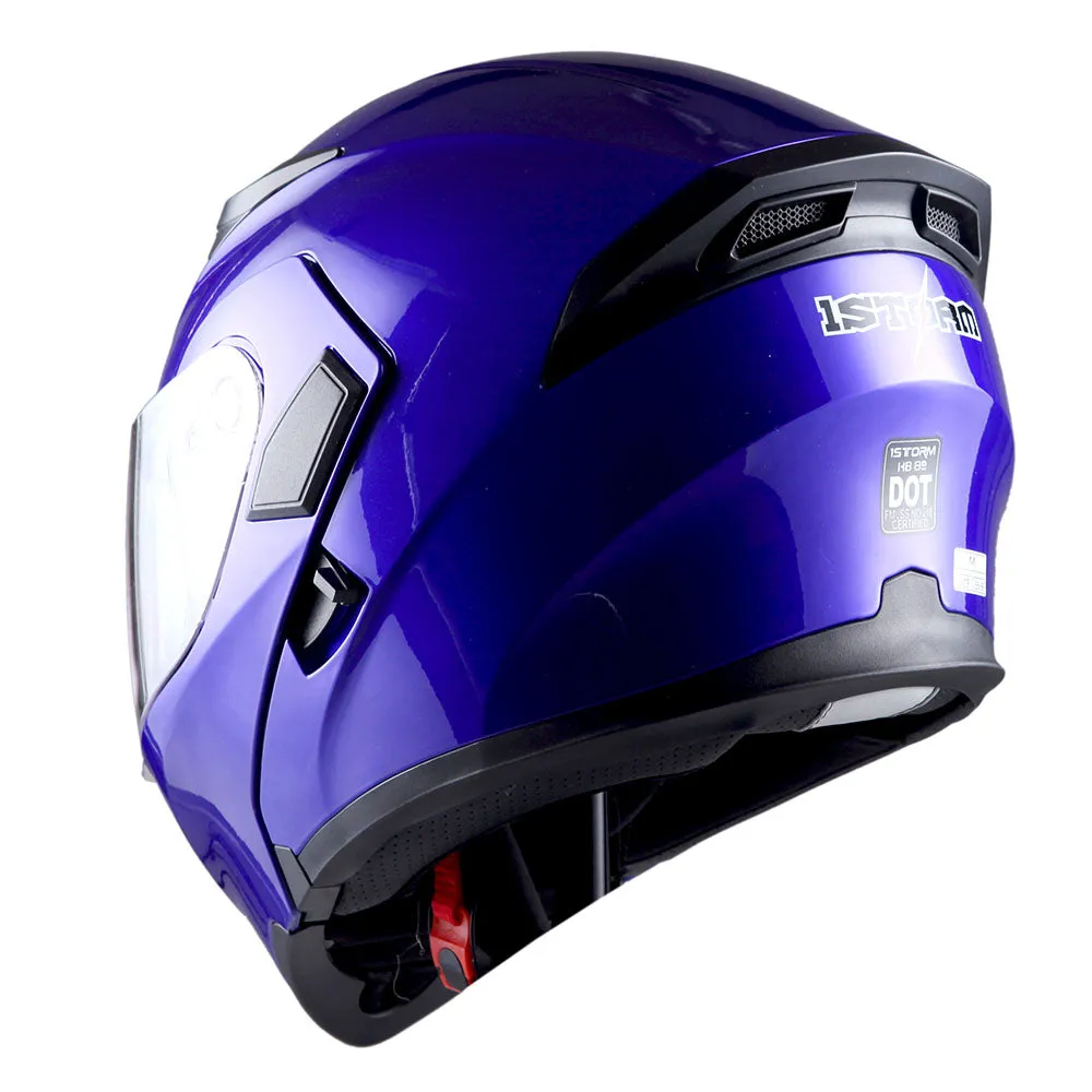 1Storm Motorcycle Modular Full Face Flip up Dual Visor Helmet   Spoiler   Motorcycle Bluetooth Headset: HB89