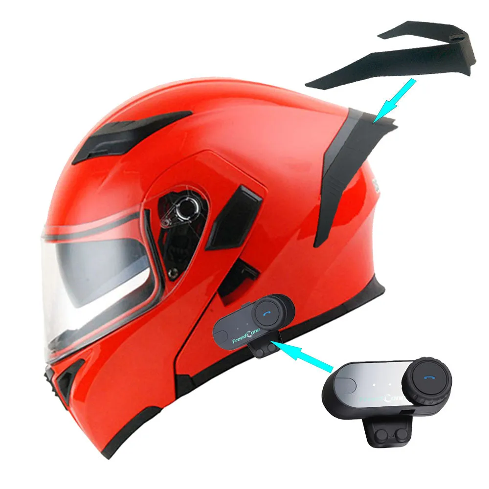 1Storm Motorcycle Modular Full Face Flip up Dual Visor Helmet   Spoiler   Motorcycle Bluetooth Headset: HB89