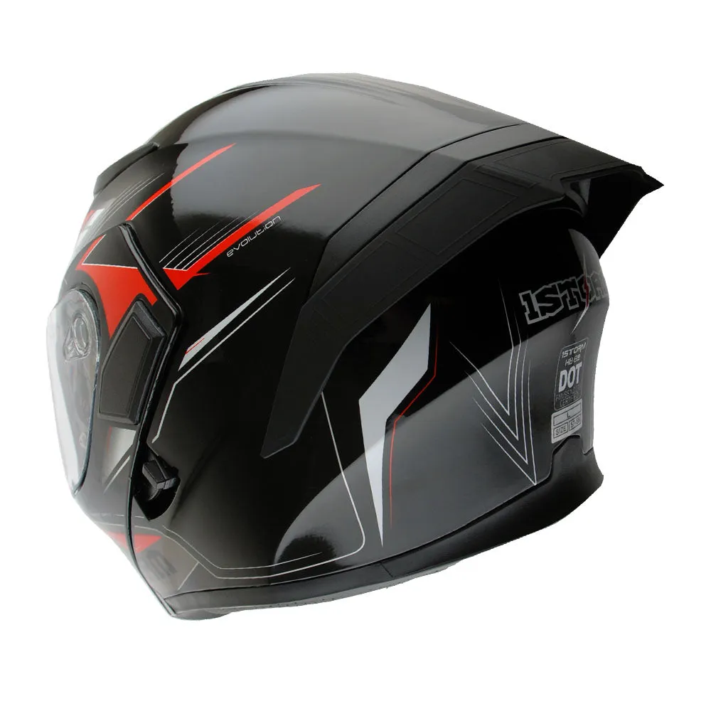 1Storm Motorcycle Modular Full Face Flip up Dual Visor Helmet   Spoiler   Motorcycle Bluetooth Headset: HB89