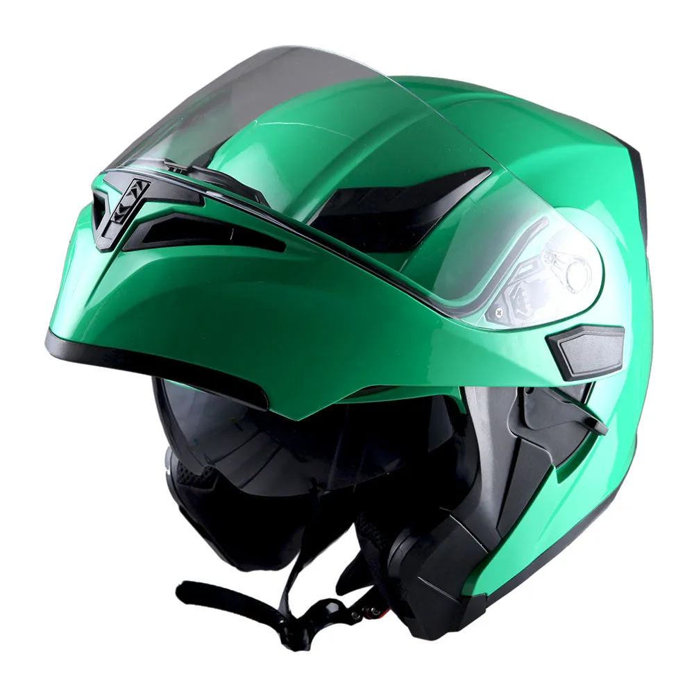 1Storm Motorcycle Modular Full Face Flip up Dual Visor Helmet   Spoiler   Motorcycle Bluetooth Headset: HB89