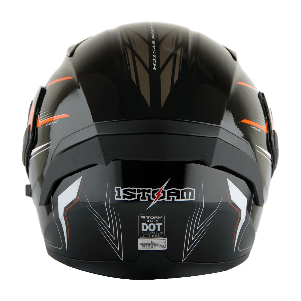 1Storm Motorcycle Modular Full Face Flip up Dual Visor Helmet   Spoiler   Motorcycle Bluetooth Headset: HB89