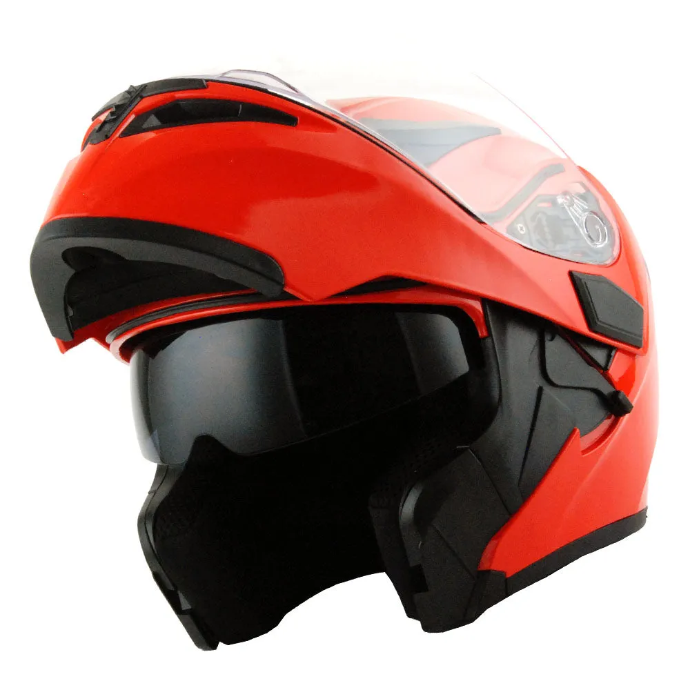 1Storm Motorcycle Modular Full Face Flip up Dual Visor Helmet   Spoiler   Motorcycle Bluetooth Headset: HB89