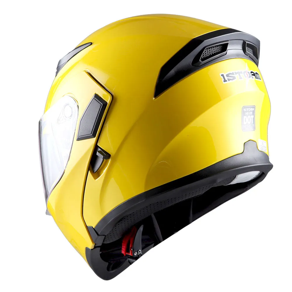 1Storm Motorcycle Modular Full Face Flip up Dual Visor Helmet   Spoiler   Motorcycle Bluetooth Headset: HB89