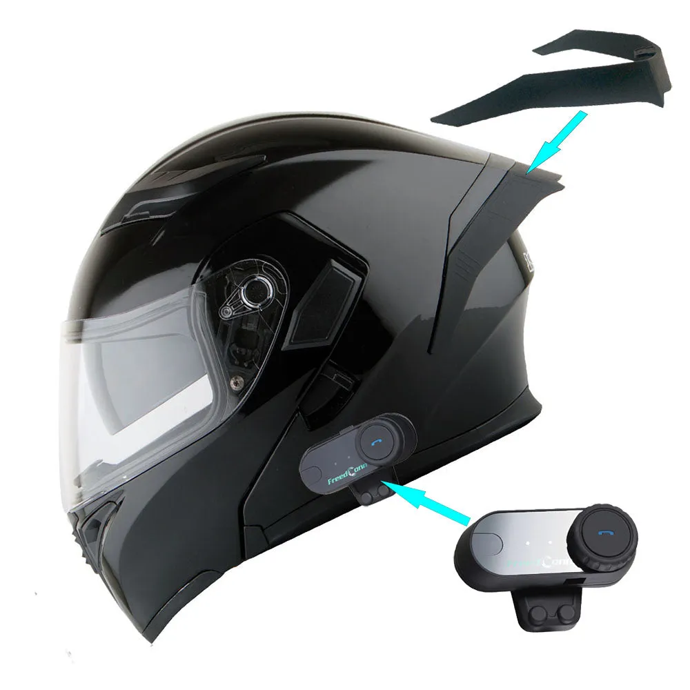 1Storm Motorcycle Modular Full Face Flip up Dual Visor Helmet   Spoiler   Motorcycle Bluetooth Headset: HB89