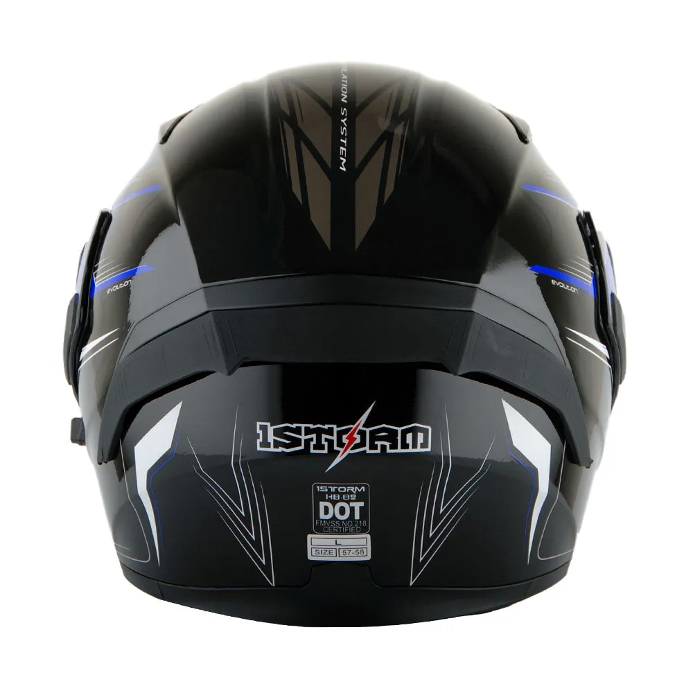 1Storm Motorcycle Modular Full Face Flip up Dual Visor Helmet   Spoiler   Motorcycle Bluetooth Headset: HB89