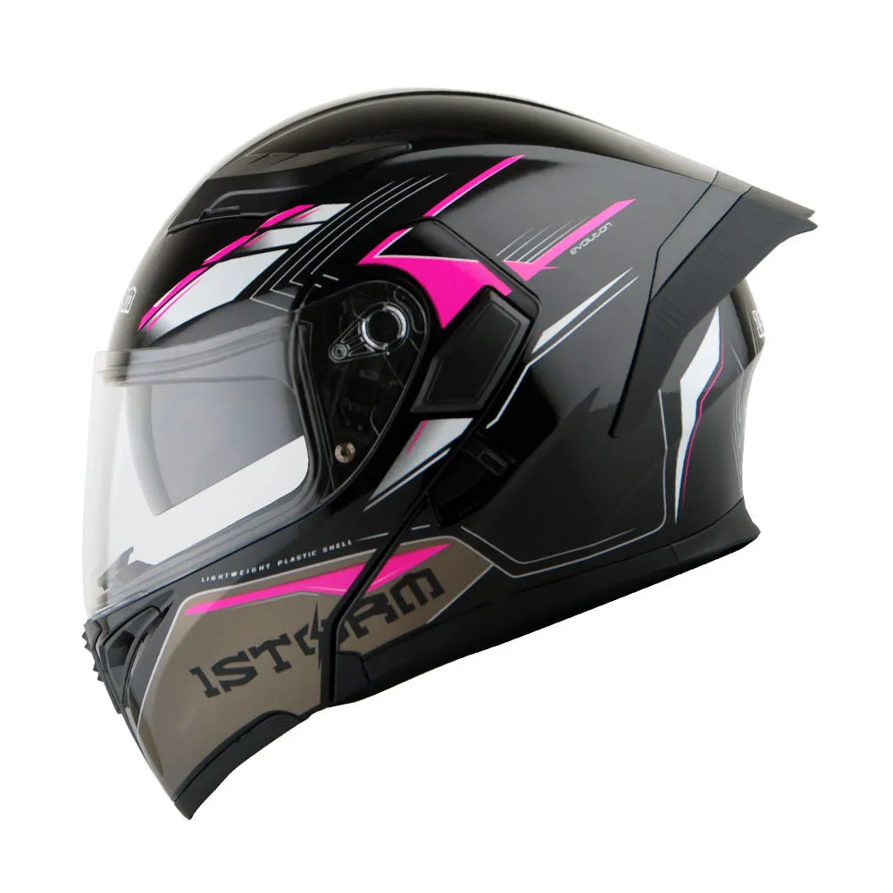 1Storm Motorcycle Modular Full Face Flip up Dual Visor Helmet   Spoiler   Motorcycle Bluetooth Headset: HB89