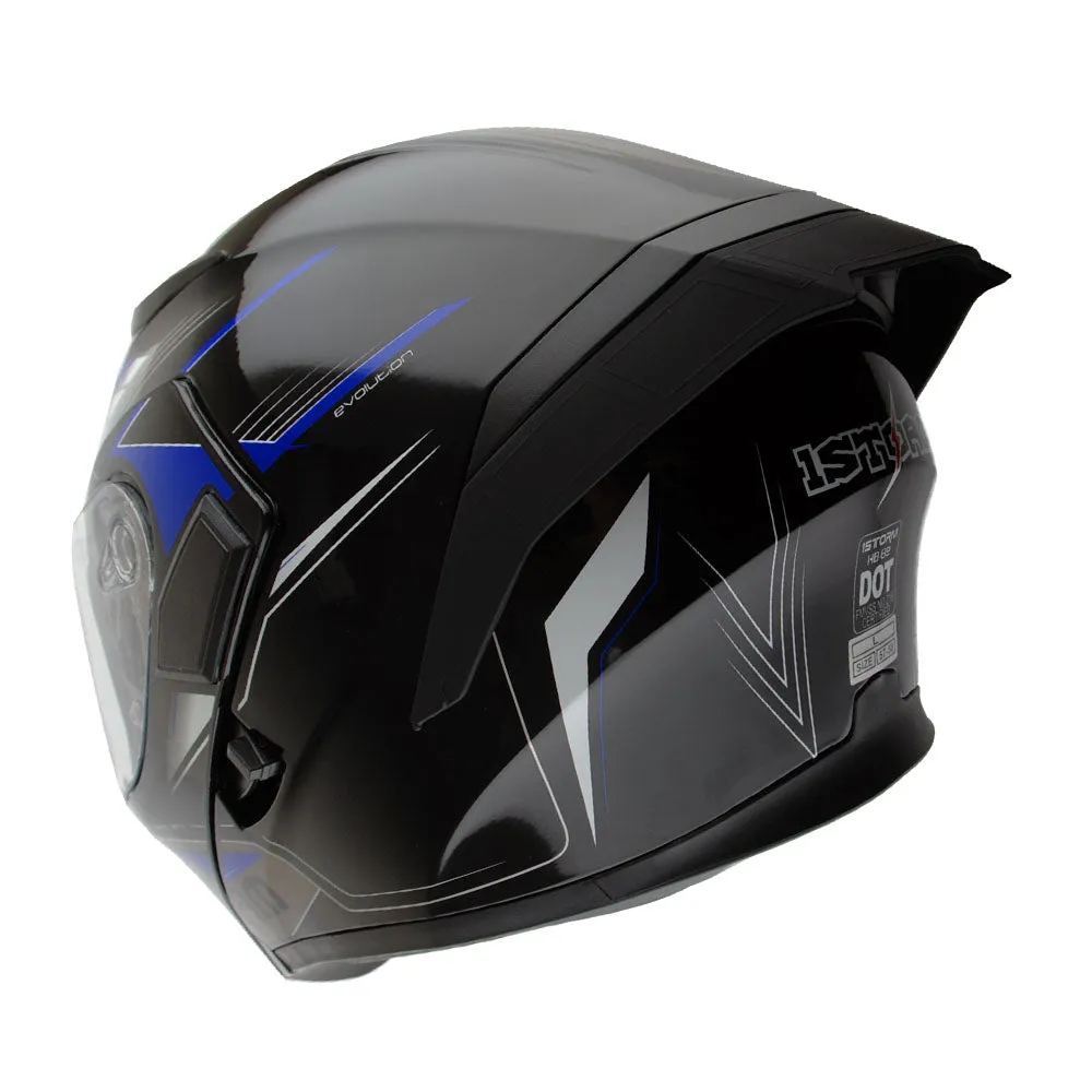 1Storm Motorcycle Modular Full Face Flip up Dual Visor Helmet   Spoiler   Motorcycle Bluetooth Headset: HB89