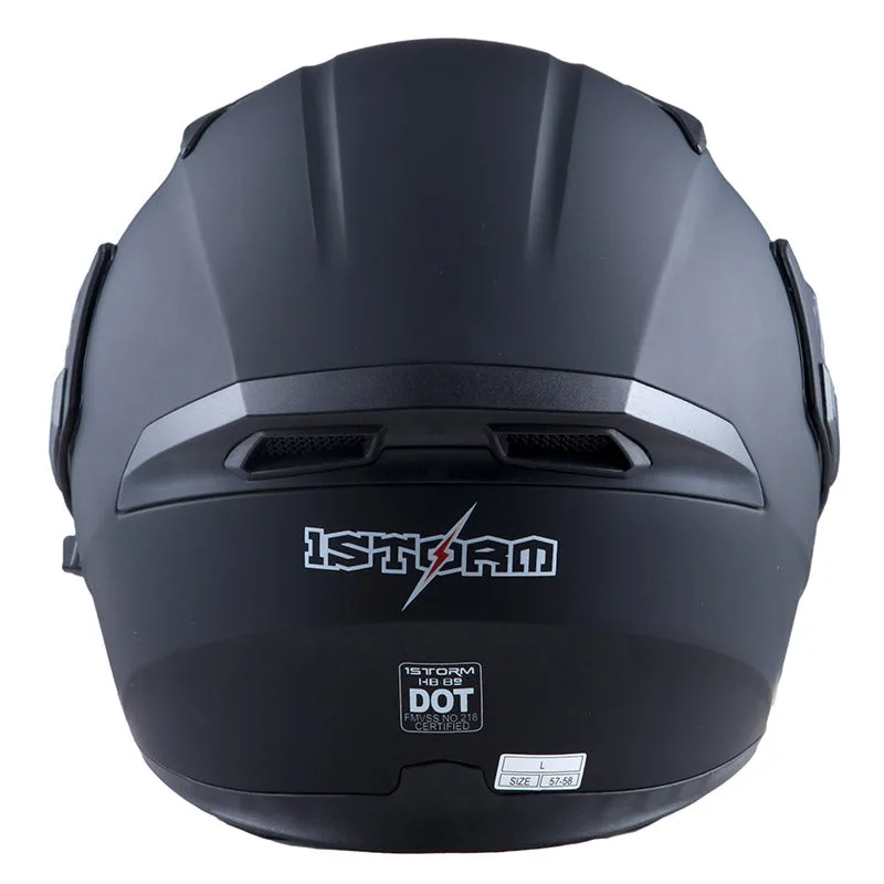 1Storm Motorcycle Modular Full Face Flip up Dual Visor Helmet   Spoiler   Motorcycle Bluetooth Headset: HB89