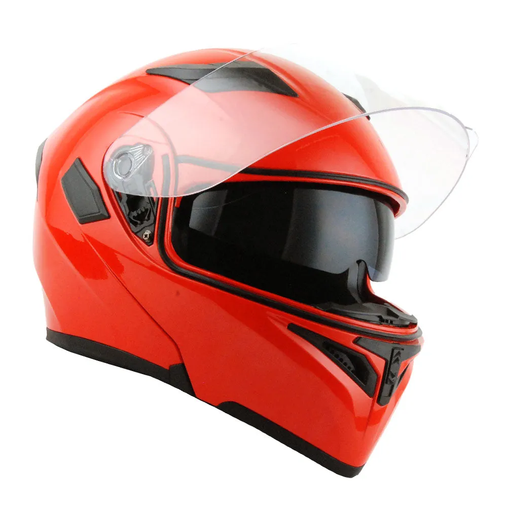 1Storm Motorcycle Modular Full Face Flip up Dual Visor Helmet   Spoiler   Motorcycle Bluetooth Headset: HB89