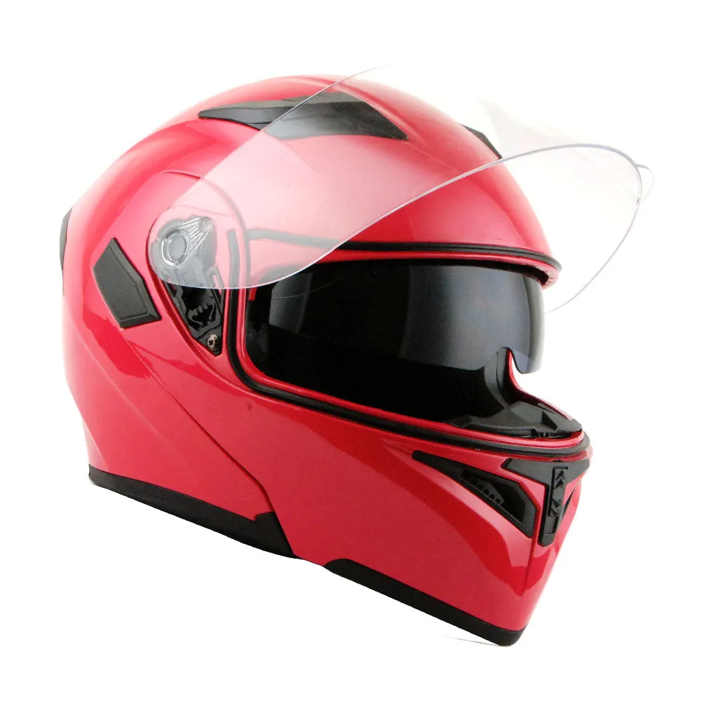 1Storm Motorcycle Modular Full Face Flip up Dual Visor Helmet   Spoiler   Motorcycle Bluetooth Headset: HB89