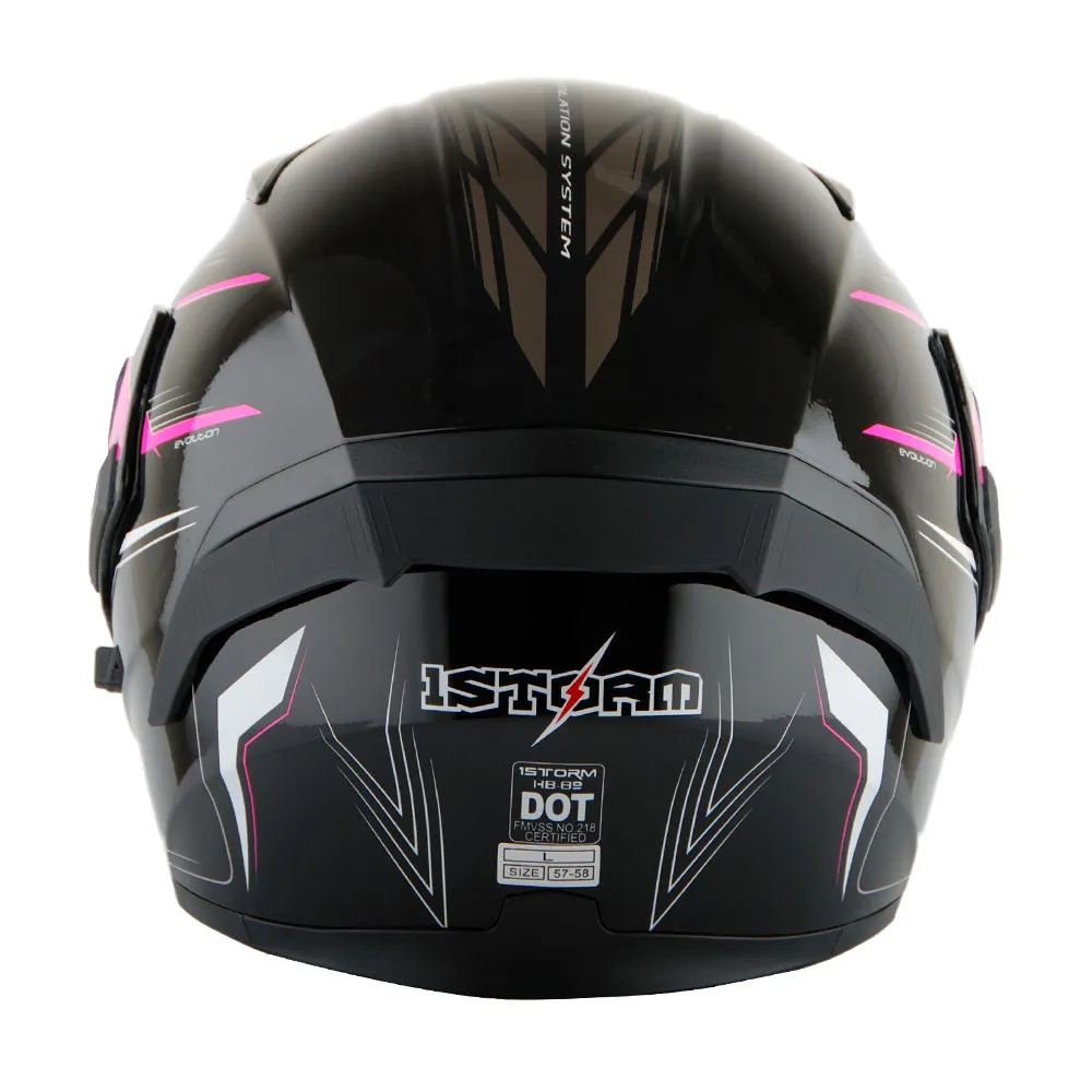 1Storm Motorcycle Modular Full Face Flip up Dual Visor Helmet   Spoiler   Motorcycle Bluetooth Headset: HB89