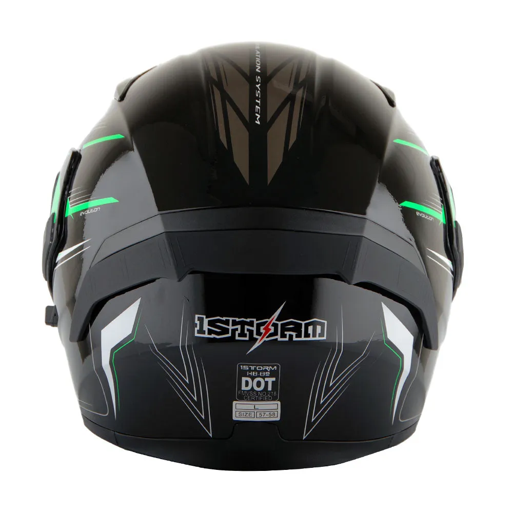 1Storm Motorcycle Modular Full Face Flip up Dual Visor Helmet   Spoiler   Motorcycle Bluetooth Headset: HB89