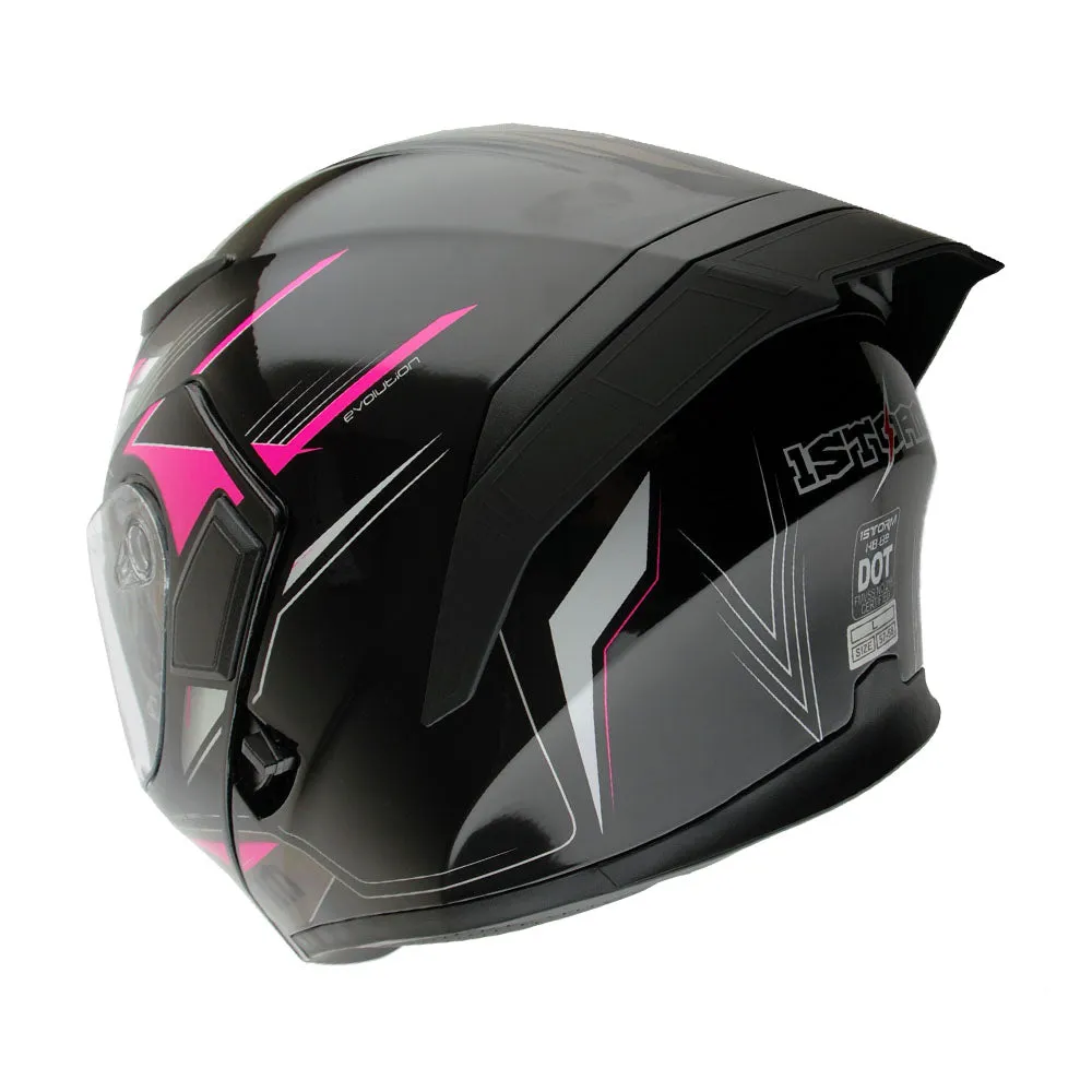 1Storm Motorcycle Modular Full Face Flip up Dual Visor Helmet   Spoiler   Motorcycle Bluetooth Headset: HB89