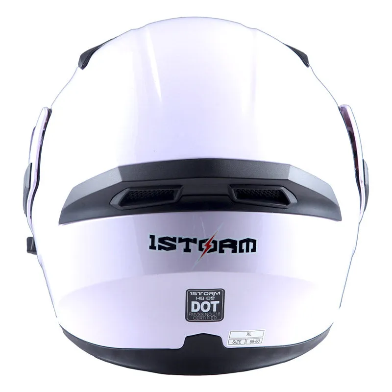 1Storm Motorcycle Modular Full Face Flip up Dual Visor Helmet   Spoiler   Motorcycle Bluetooth Headset: HB89