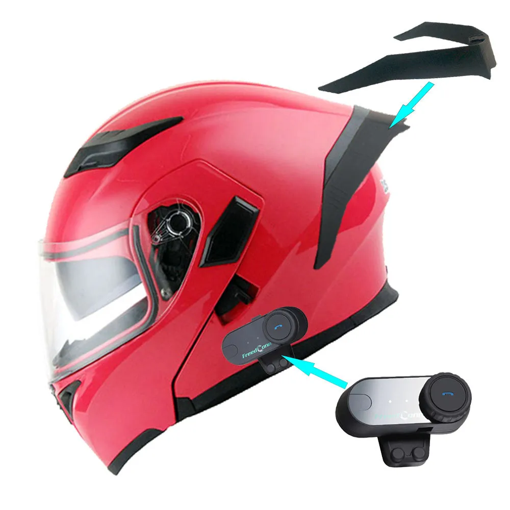 1Storm Motorcycle Modular Full Face Flip up Dual Visor Helmet   Spoiler   Motorcycle Bluetooth Headset: HB89