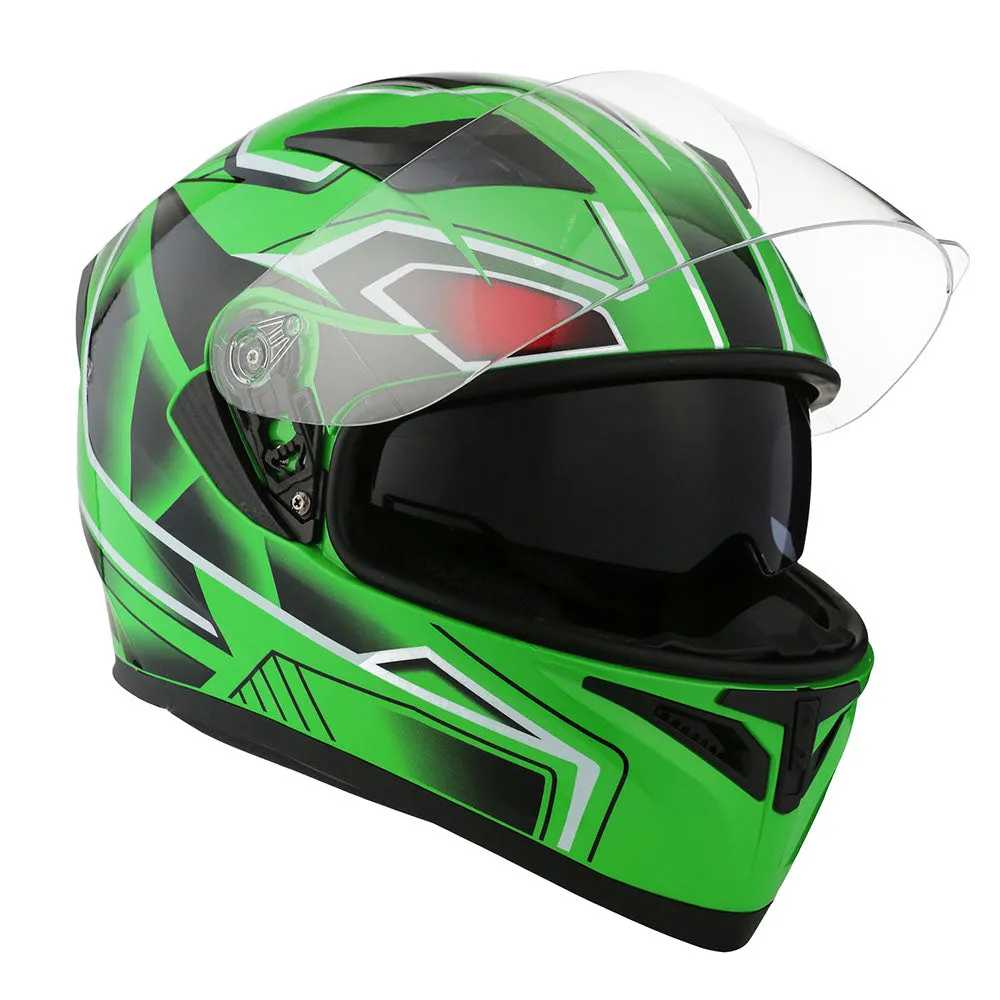 1Storm Motorcycle Modular Full Face Flip up Dual Visor Helmet   Spoiler   Motorcycle Bluetooth Headset: HJK316