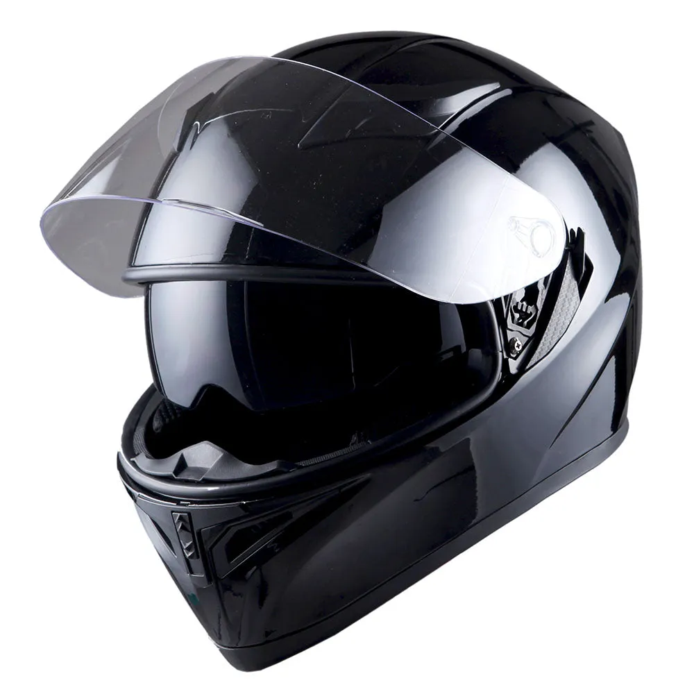 1Storm Motorcycle Modular Full Face Flip up Dual Visor Helmet   Spoiler   Motorcycle Bluetooth Headset: HJK316