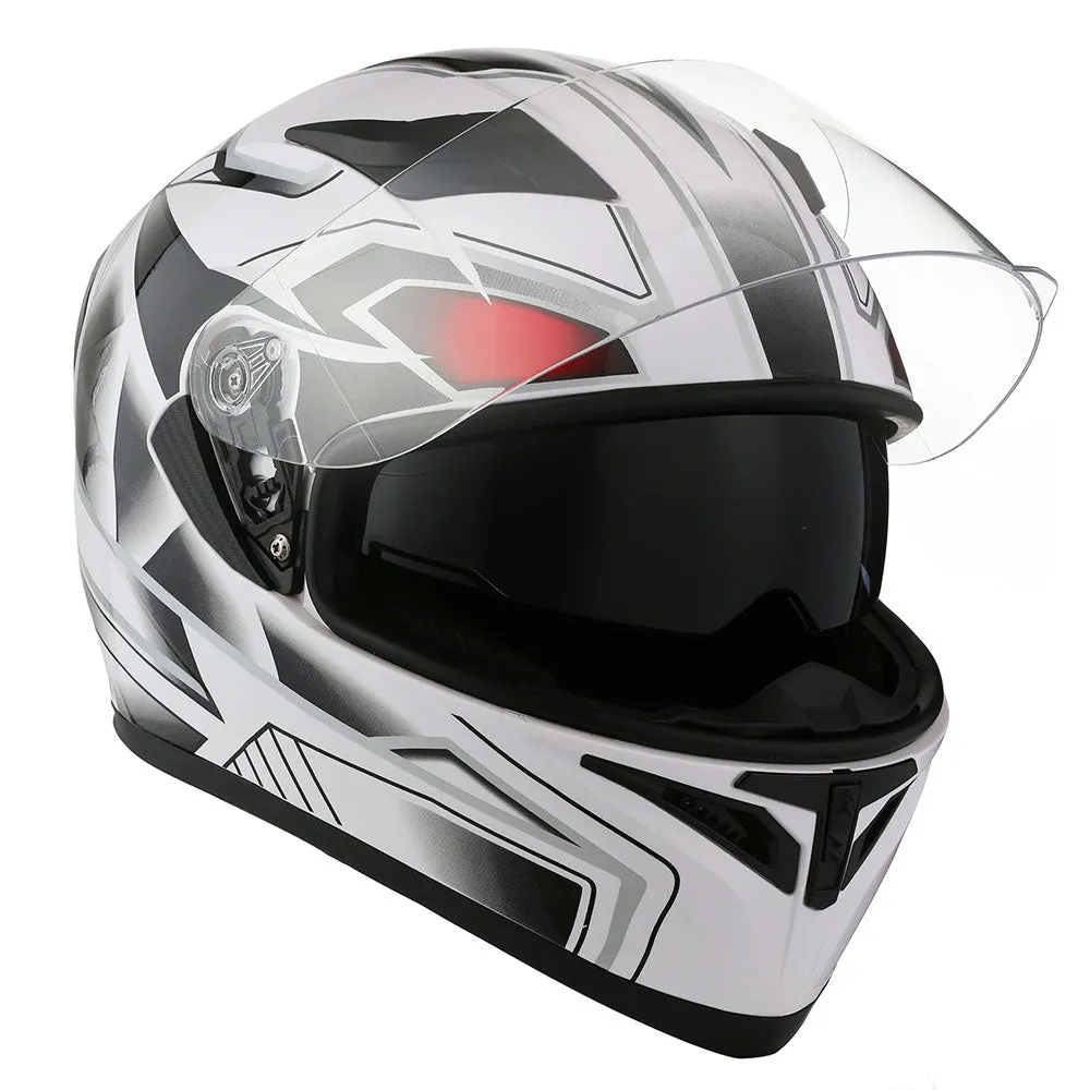 1Storm Motorcycle Modular Full Face Flip up Dual Visor Helmet   Spoiler   Motorcycle Bluetooth Headset: HJK316