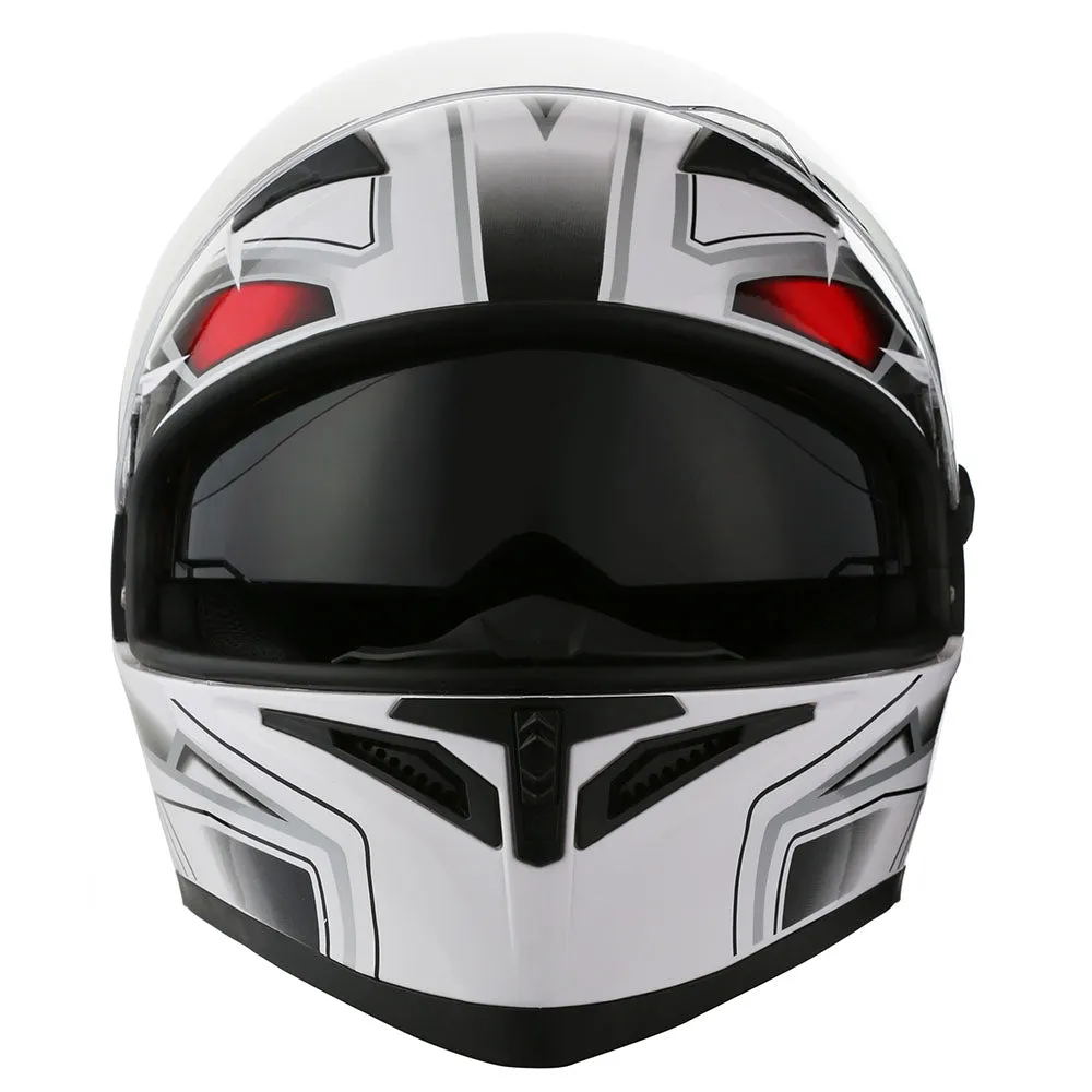 1Storm Motorcycle Modular Full Face Flip up Dual Visor Helmet   Spoiler   Motorcycle Bluetooth Headset: HJK316