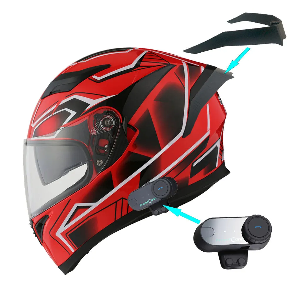 1Storm Motorcycle Modular Full Face Flip up Dual Visor Helmet   Spoiler   Motorcycle Bluetooth Headset: HJK316