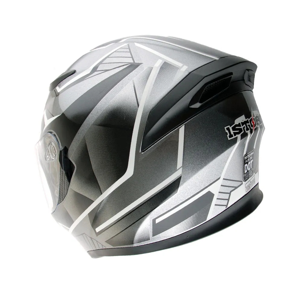 1Storm Motorcycle Modular Full Face Flip up Dual Visor Helmet   Spoiler   Motorcycle Bluetooth Headset: HJK316