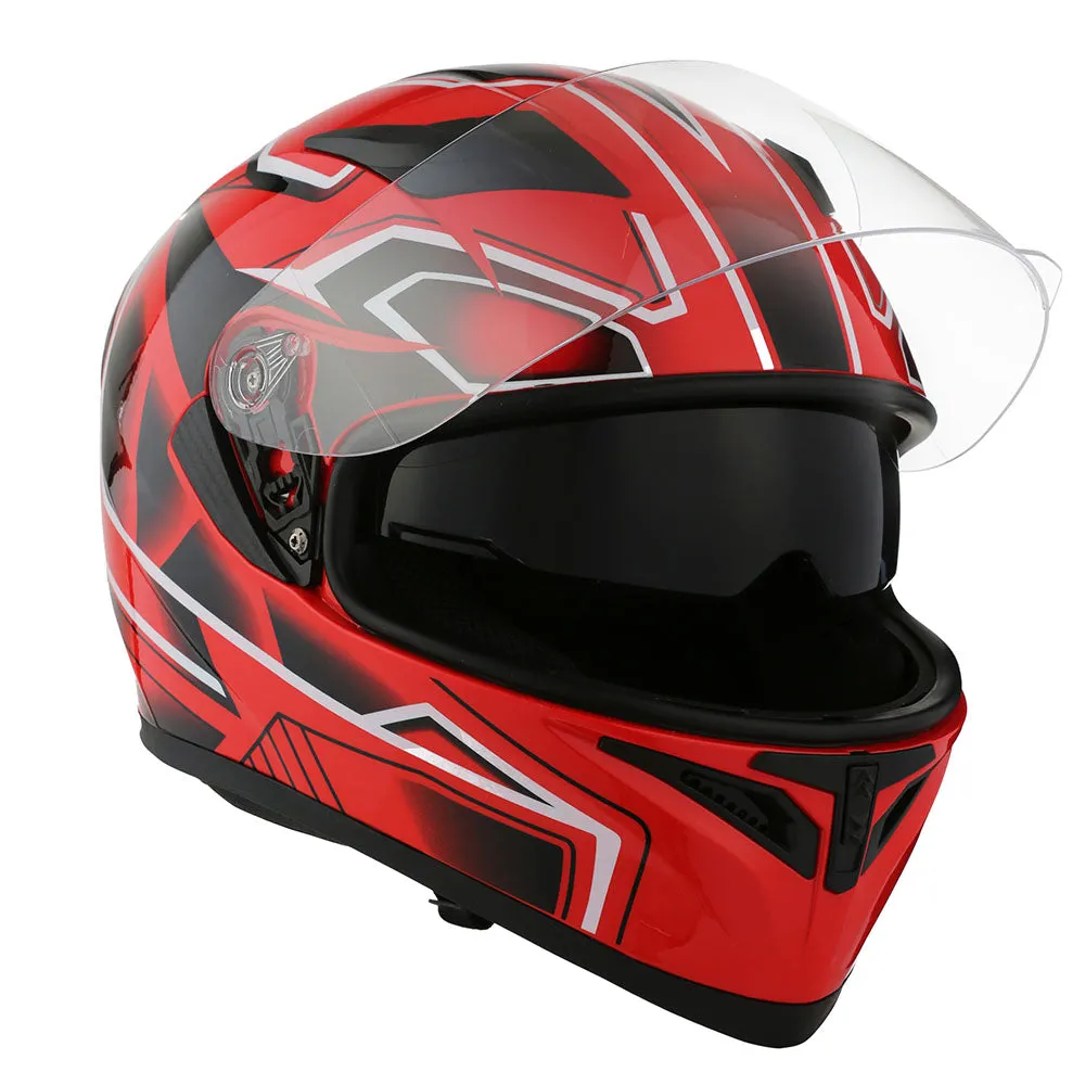 1Storm Motorcycle Modular Full Face Flip up Dual Visor Helmet   Spoiler   Motorcycle Bluetooth Headset: HJK316