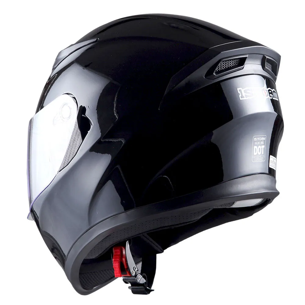 1Storm Motorcycle Modular Full Face Flip up Dual Visor Helmet   Spoiler   Motorcycle Bluetooth Headset: HJK316