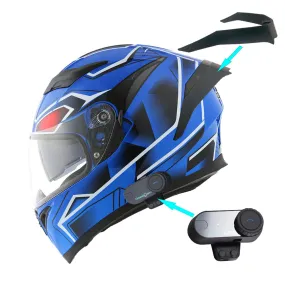 1Storm Motorcycle Modular Full Face Flip up Dual Visor Helmet   Spoiler   Motorcycle Bluetooth Headset: HJK316