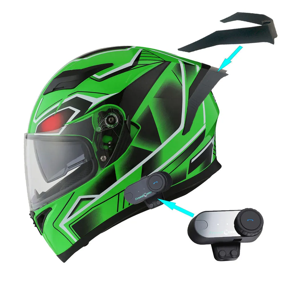 1Storm Motorcycle Modular Full Face Flip up Dual Visor Helmet   Spoiler   Motorcycle Bluetooth Headset: HJK316