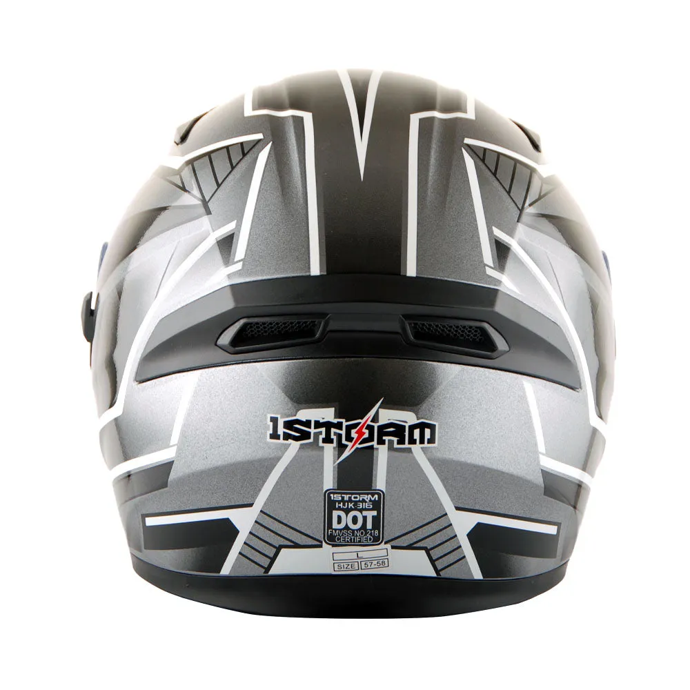 1Storm Motorcycle Modular Full Face Flip up Dual Visor Helmet   Spoiler   Motorcycle Bluetooth Headset: HJK316