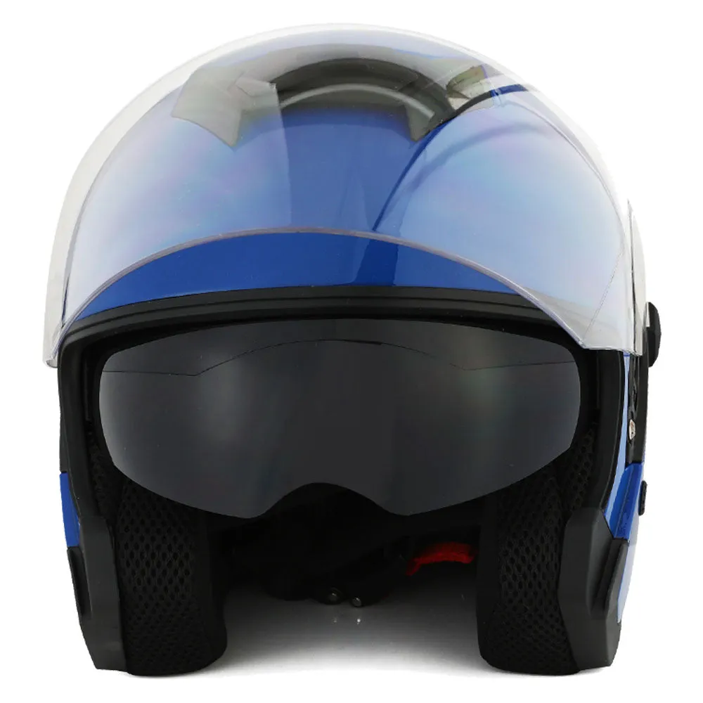 1Storm Motorcycle Open Face Helmet Scooter Classical Knight Bike Dual Lens/Sun Visor   Motorcycle Bluetooth Headset: HJK526