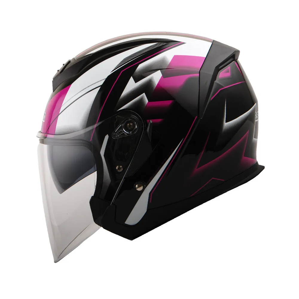 1Storm Motorcycle Open Face Helmet Scooter Classical Knight Bike Dual Lens/Sun Visor   Motorcycle Bluetooth Headset: HJK526