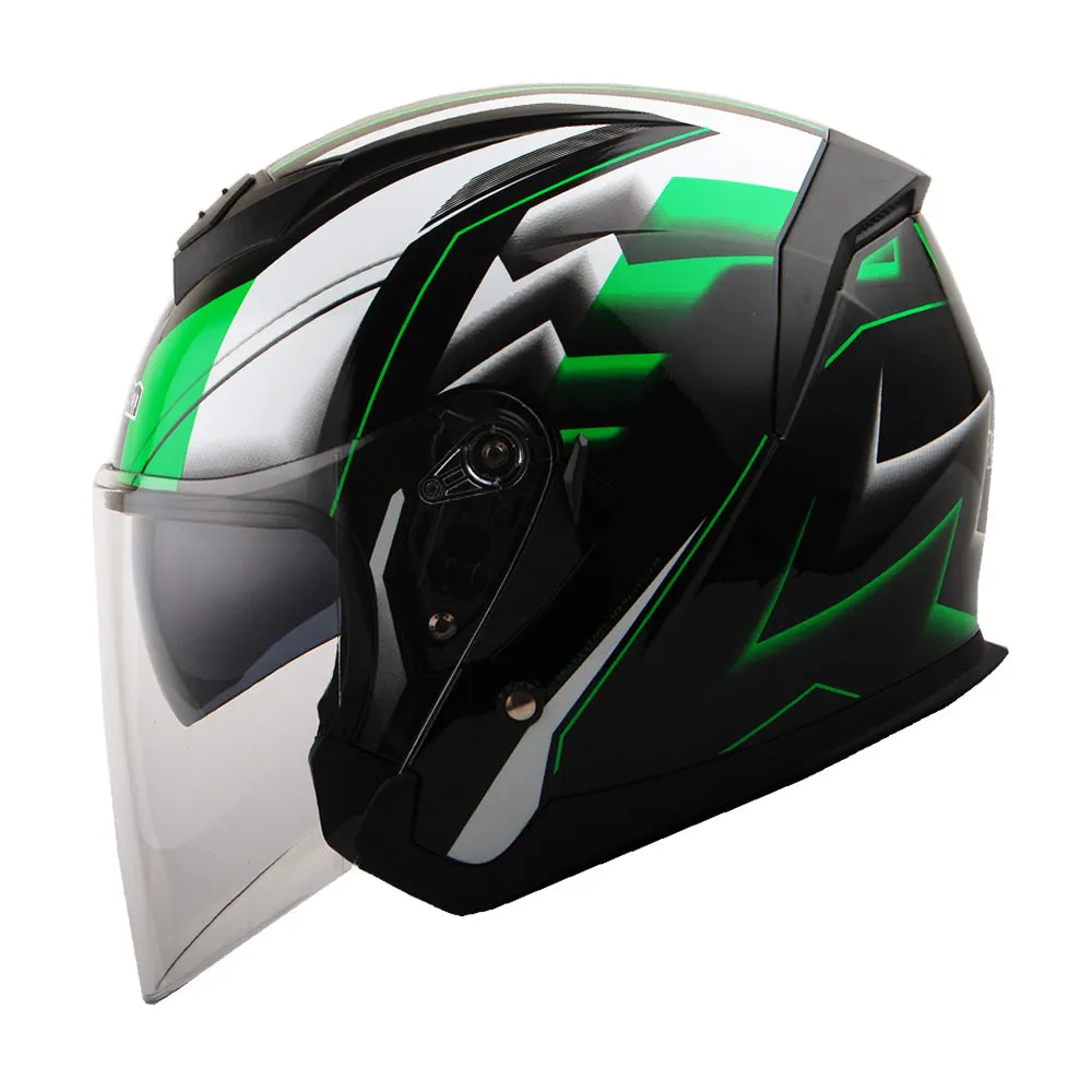 1Storm Motorcycle Open Face Helmet Scooter Classical Knight Bike Dual Lens/Sun Visor   Motorcycle Bluetooth Headset: HJK526