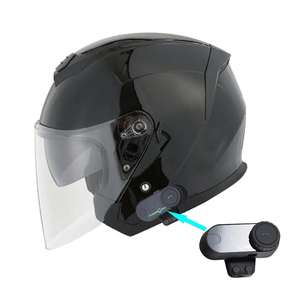 1Storm Motorcycle Open Face Helmet Scooter Classical Knight Bike Dual Lens/Sun Visor   Motorcycle Bluetooth Headset: HJK526