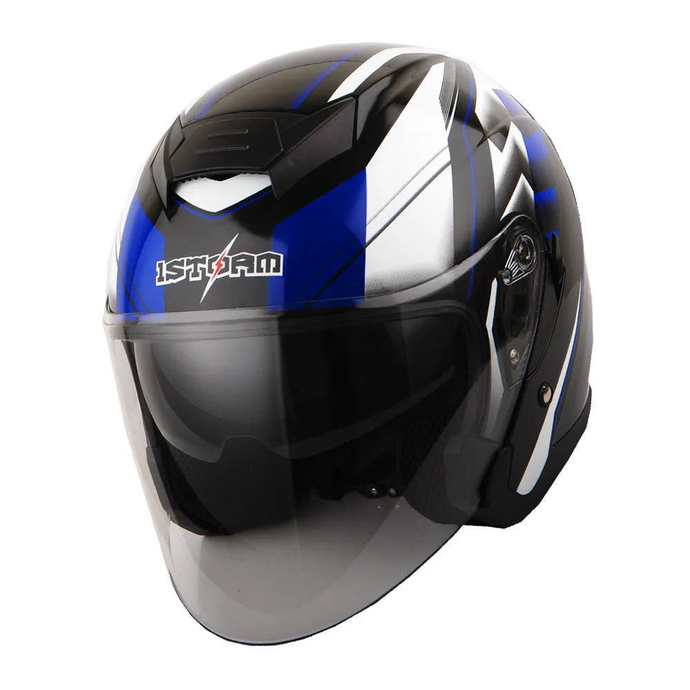 1Storm Motorcycle Open Face Helmet Scooter Classical Knight Bike Dual Lens/Sun Visor   Motorcycle Bluetooth Headset: HJK526