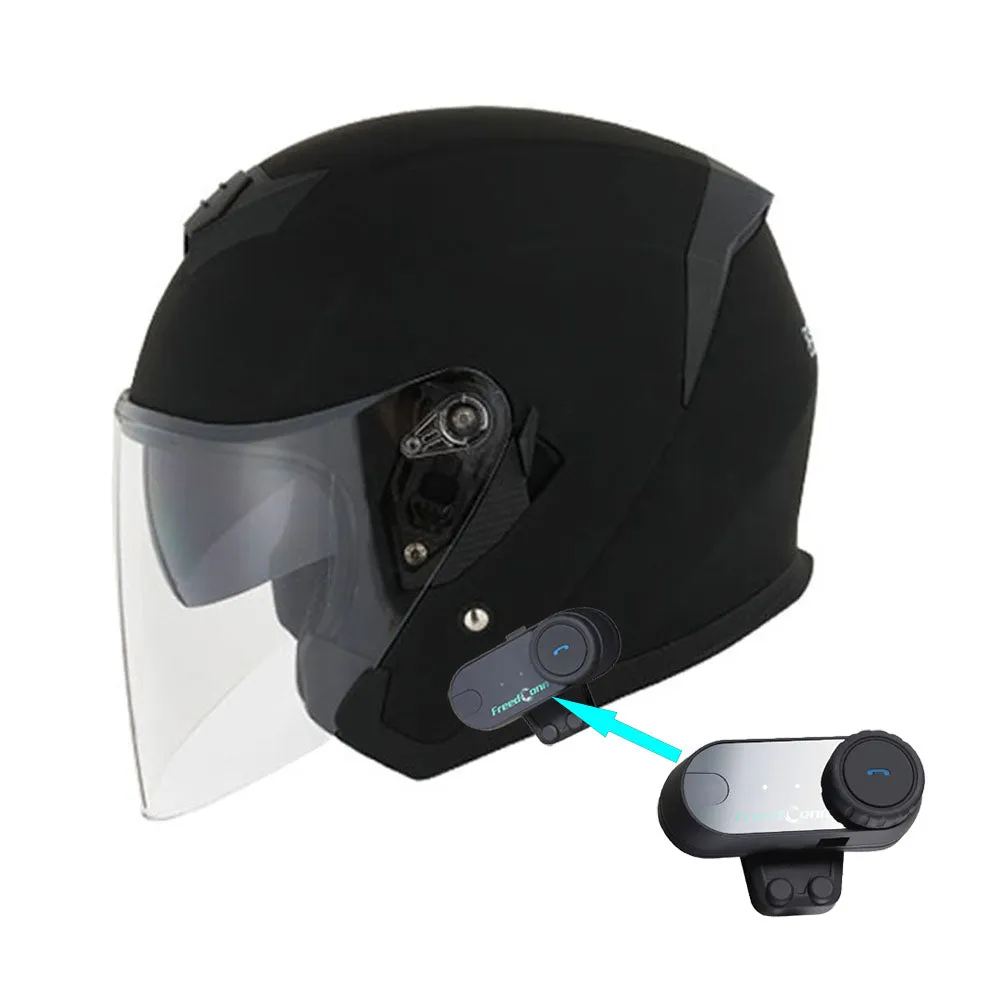 1Storm Motorcycle Open Face Helmet Scooter Classical Knight Bike Dual Lens/Sun Visor   Motorcycle Bluetooth Headset: HJK526