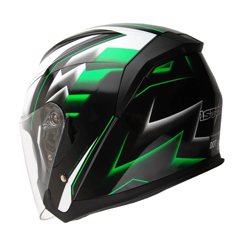 1Storm Motorcycle Open Face Helmet Scooter Classical Knight Bike Dual Lens/Sun Visor   Motorcycle Bluetooth Headset: HJK526