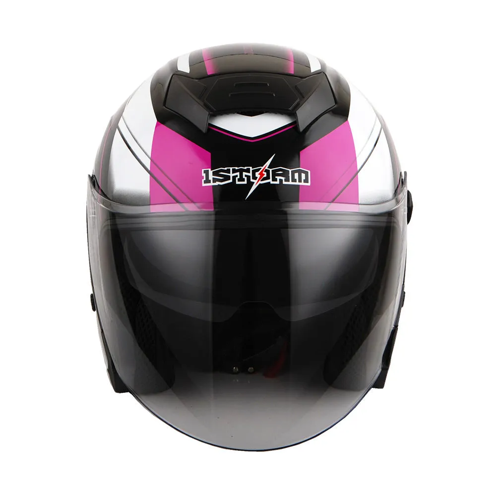 1Storm Motorcycle Open Face Helmet Scooter Classical Knight Bike Dual Lens/Sun Visor   Motorcycle Bluetooth Headset: HJK526