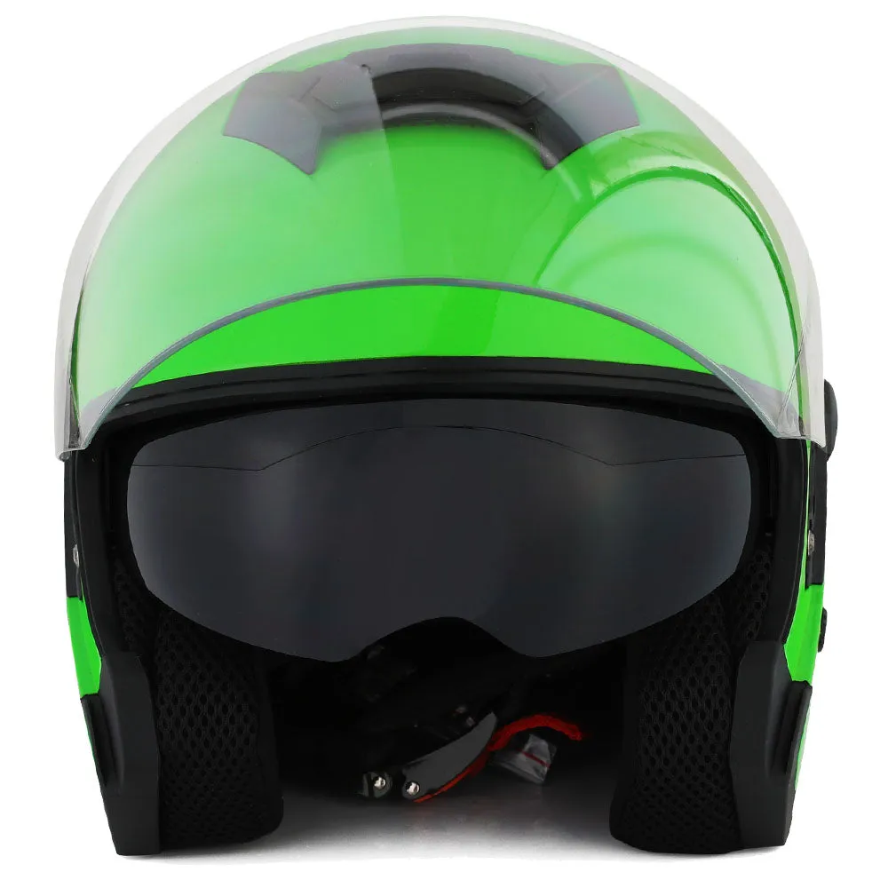 1Storm Motorcycle Open Face Helmet Scooter Classical Knight Bike Dual Lens/Sun Visor   Motorcycle Bluetooth Headset: HJK526