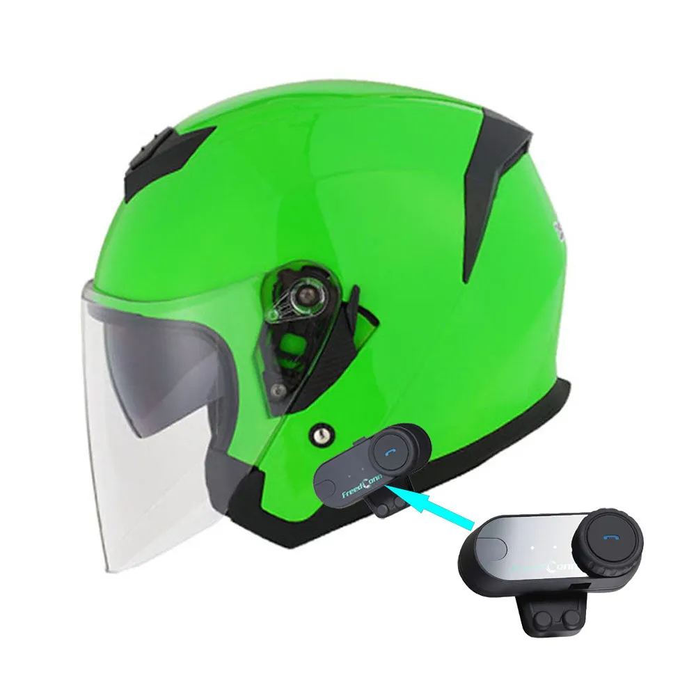 1Storm Motorcycle Open Face Helmet Scooter Classical Knight Bike Dual Lens/Sun Visor   Motorcycle Bluetooth Headset: HJK526