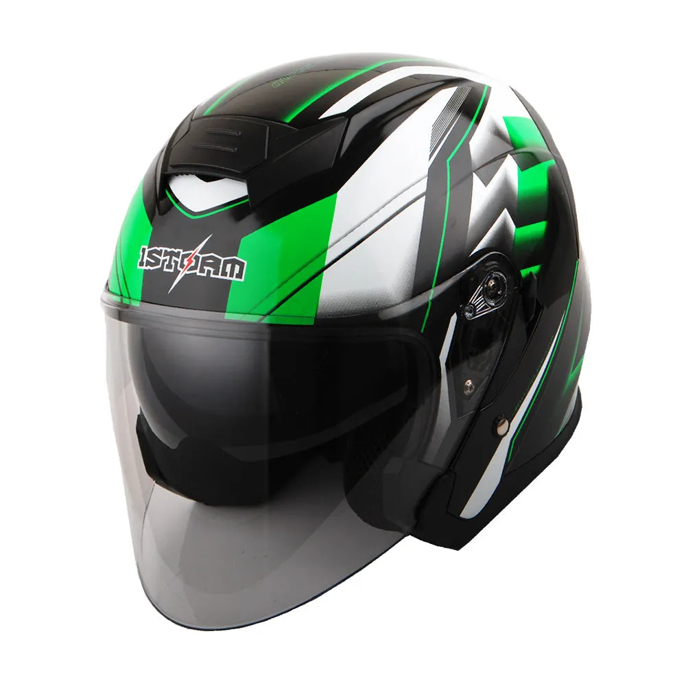 1Storm Motorcycle Open Face Helmet Scooter Classical Knight Bike Dual Lens/Sun Visor   Motorcycle Bluetooth Headset: HJK526