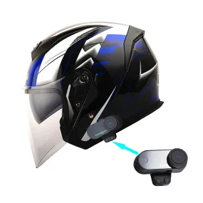 1Storm Motorcycle Open Face Helmet Scooter Classical Knight Bike Dual Lens/Sun Visor   Motorcycle Bluetooth Headset: HJK526