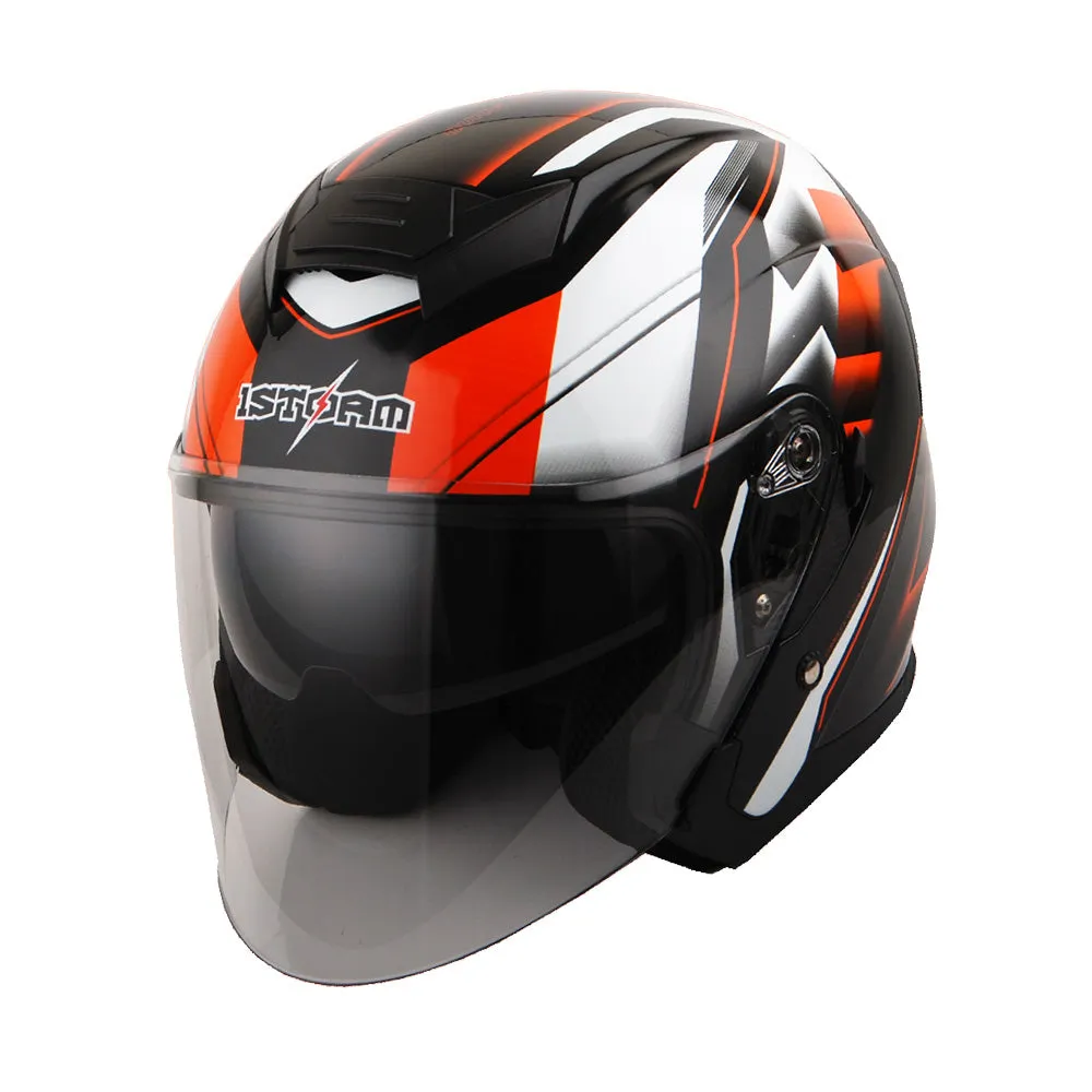 1Storm Motorcycle Open Face Helmet Scooter Classical Knight Bike Dual Lens/Sun Visor   Motorcycle Bluetooth Headset: HJK526