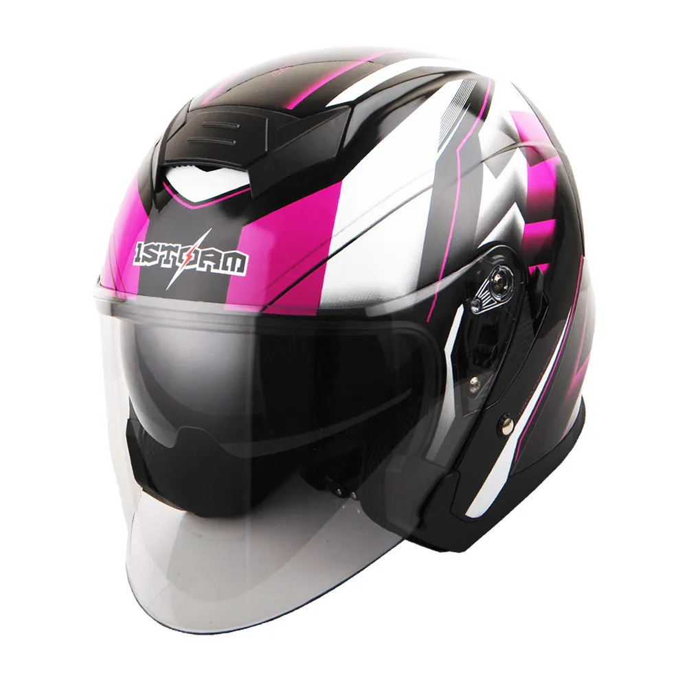 1Storm Motorcycle Open Face Helmet Scooter Classical Knight Bike Dual Lens/Sun Visor   Motorcycle Bluetooth Headset: HJK526