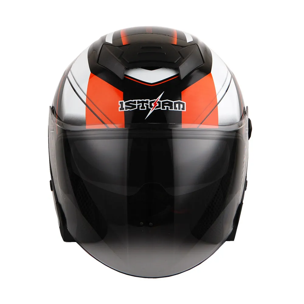 1Storm Motorcycle Open Face Helmet Scooter Classical Knight Bike Dual Lens/Sun Visor   Motorcycle Bluetooth Headset: HJK526