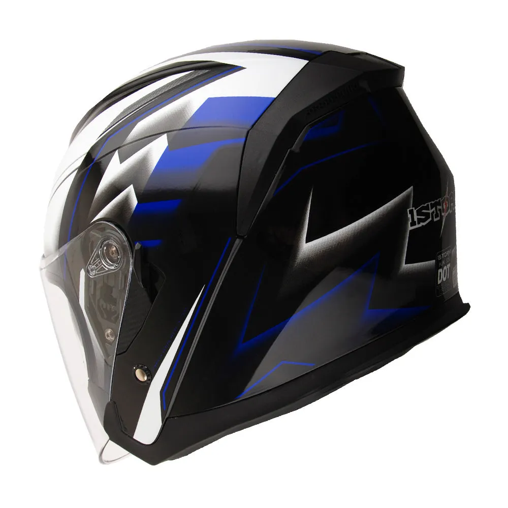 1Storm Motorcycle Open Face Helmet Scooter Classical Knight Bike Dual Lens/Sun Visor   Motorcycle Bluetooth Headset: HJK526